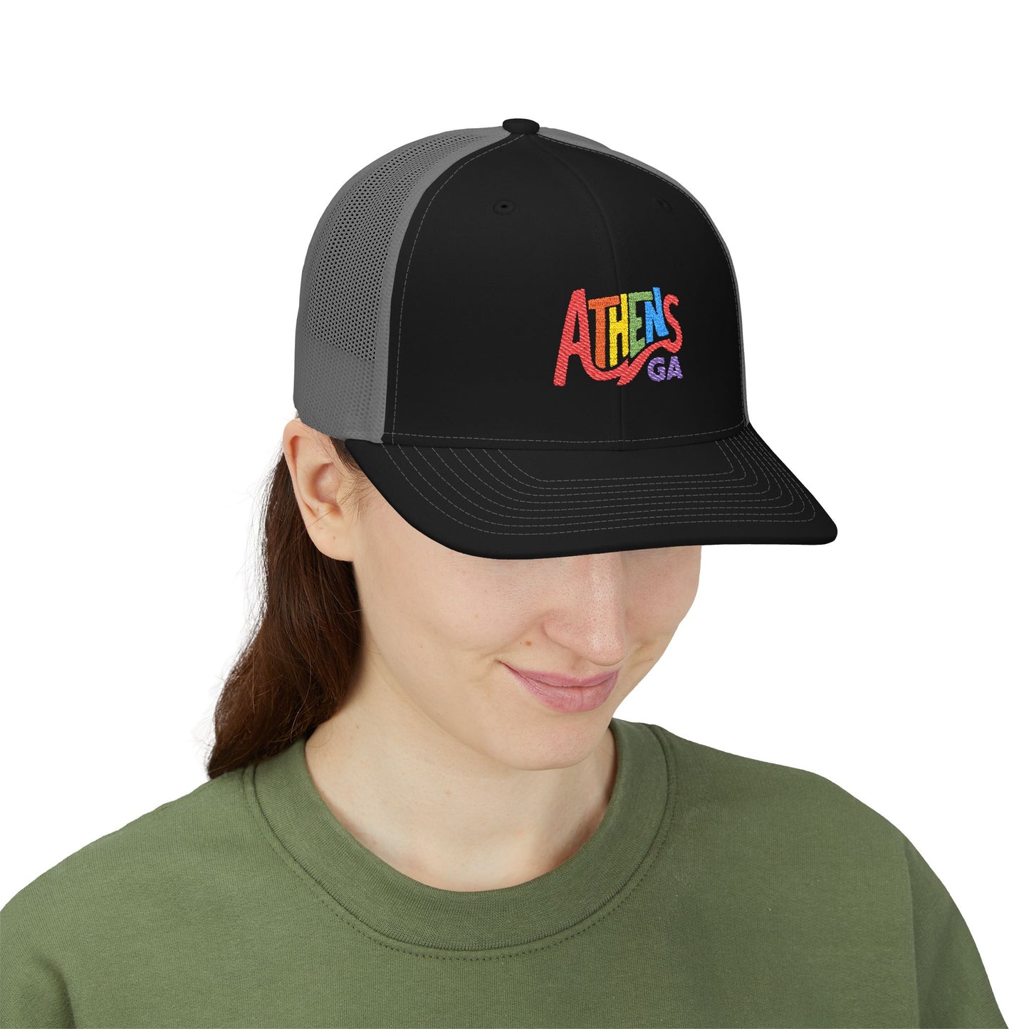 Athens Pride Rainbow Embroidered Snapback Trucker Cap