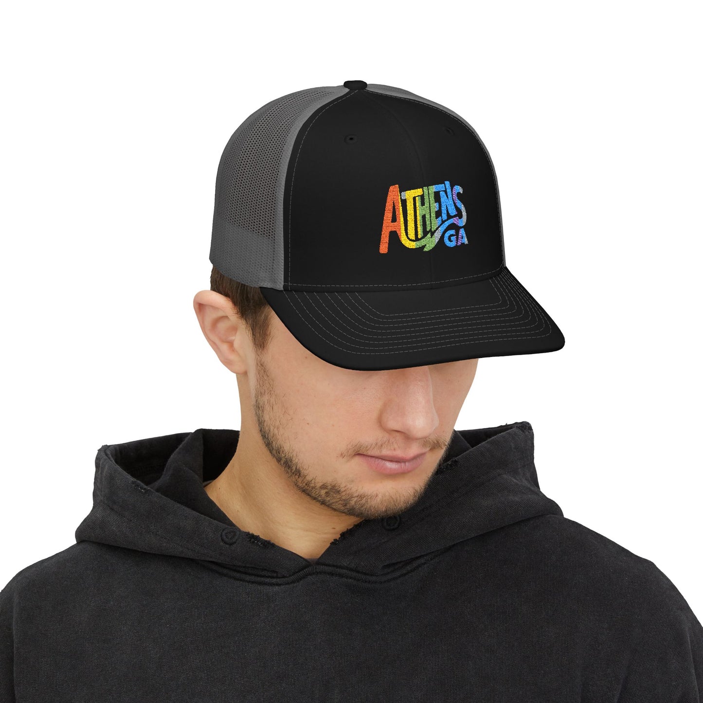 Athens Pride Rainbow Embroidered Snapback Trucker Cap