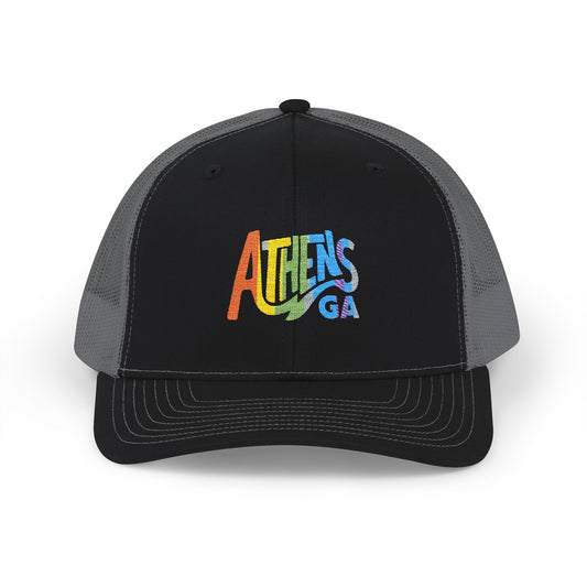 Athens Pride Rainbow Embroidered Snapback Trucker Cap